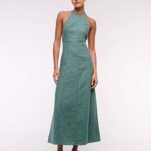 Abercrombie & Fitch Premium Linen Teal Maxi Dress